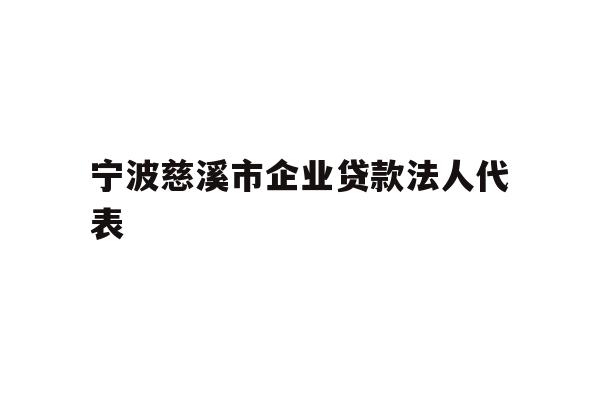 宁波慈溪市企业贷款法人代表