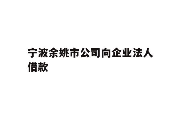 宁波余姚市公司向企业法人借款