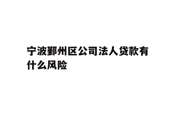 宁波鄞州区公司法人贷款有什么风险