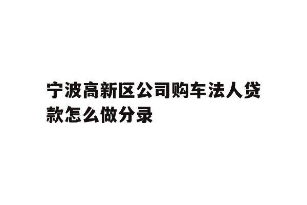 详细阅读:宁波高新区公司购车法人贷款怎么做分录 宁波高新区公司购车法人贷款怎么做分录