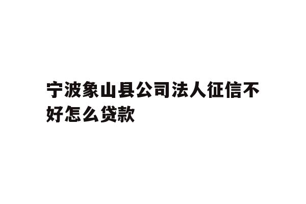 详细阅读:宁波象山县公司法人征信不好怎么贷款 宁波象山县公司法人征信不好怎么贷款
