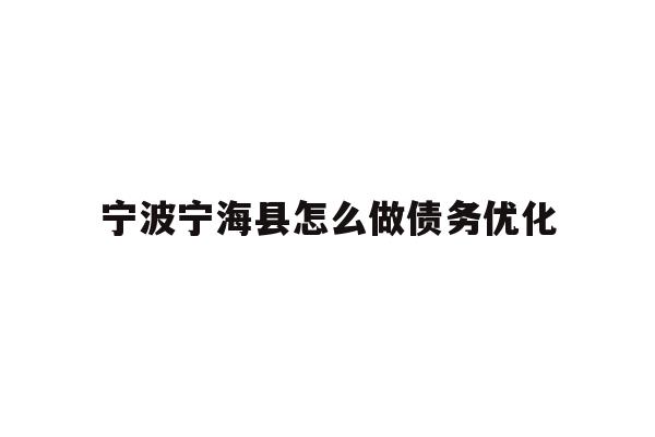 详细阅读:宁波宁海县怎么做债务优化 宁波宁海县怎么做债务优化