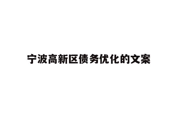 详细阅读:宁波高新区债务优化的文案 宁波高新区债务优化的文案