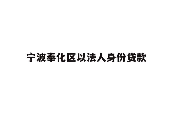 宁波奉化区以法人身份贷款