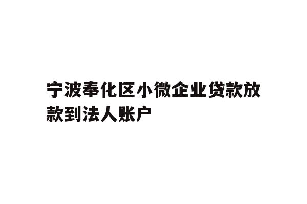 详细阅读:宁波奉化区小微企业贷款放款到法人账户 宁波奉化区小微企业贷款放款到法人账户