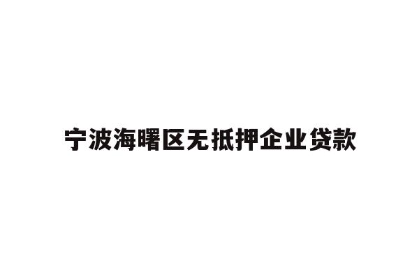 详细阅读:宁波海曙区无抵押企业贷款 宁波海曙区无抵押企业贷款