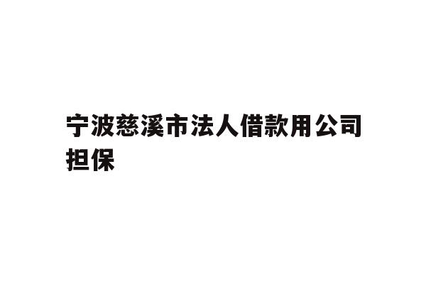 详细阅读:宁波慈溪市法人借款用公司担保 宁波慈溪市法人借款用公司担保