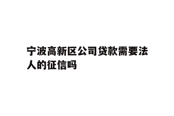 详细阅读:宁波高新区公司贷款需要法人的征信吗 宁波高新区公司贷款需要法人的征信吗