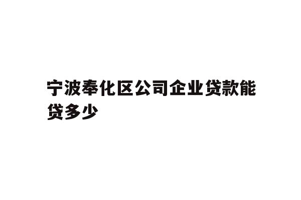 详细阅读:宁波奉化区公司企业贷款能贷多少 宁波奉化区公司企业贷款能贷多少