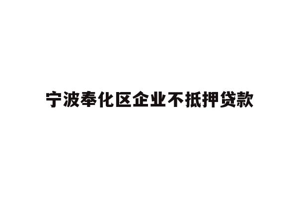 详细阅读:宁波奉化区企业不抵押贷款 宁波奉化区企业不抵押贷款