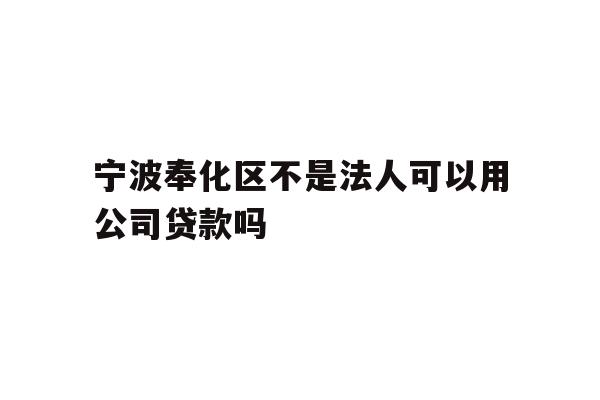 详细阅读:宁波奉化区不是法人可以用公司贷款吗 宁波奉化区不是法人可以用公司贷款吗