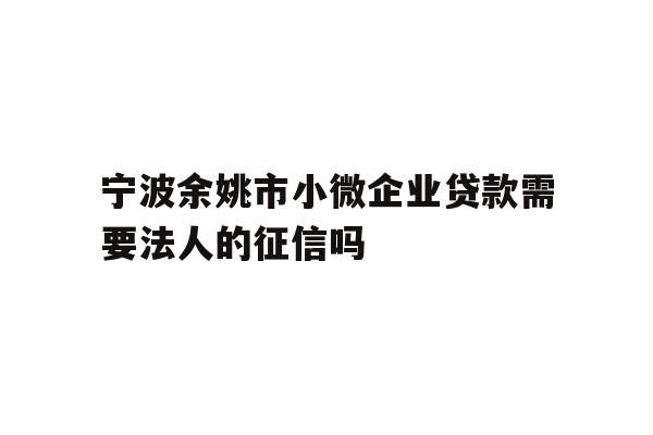 详细阅读:宁波余姚市小微企业贷款需要法人的征信吗 宁波余姚市小微企业贷款需要法人的征信吗