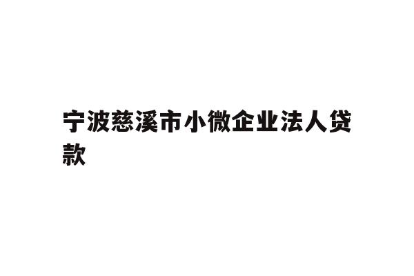 详细阅读:宁波慈溪市小微企业法人贷款 宁波慈溪市小微企业法人贷款