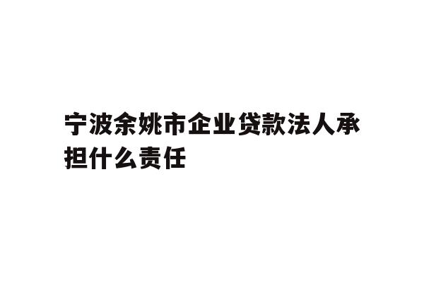 详细阅读:宁波余姚市企业贷款法人承担什么责任 宁波余姚市企业贷款法人承担什么责任