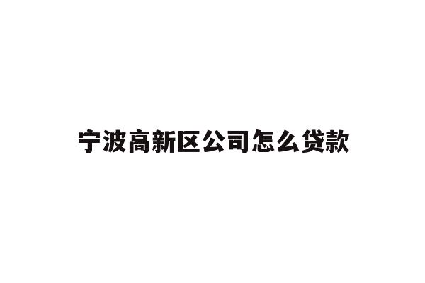 详细阅读:宁波高新区公司怎么贷款 宁波高新区公司怎么贷款