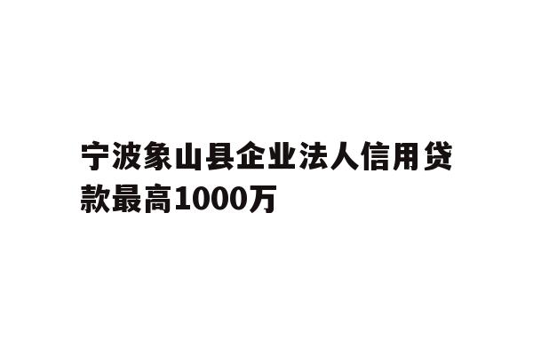 详细阅读:宁波象山县企业法人信用贷款最高1000万 宁波象山县企业法人信用贷款最高1000万