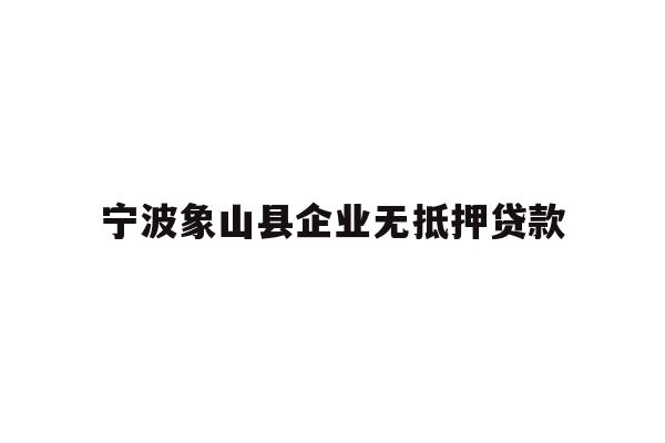 宁波象山县企业无抵押贷款