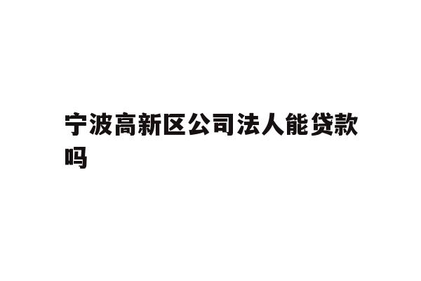 宁波高新区公司法人能贷款吗