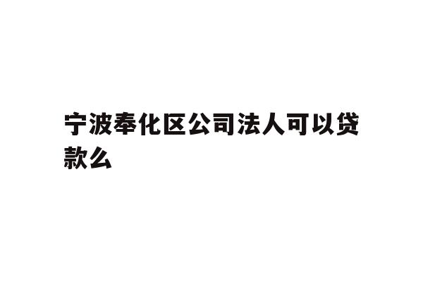 宁波奉化区公司法人可以贷款么