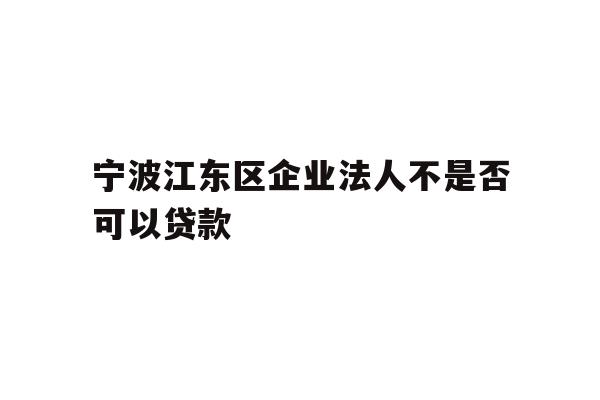 宁波江东区企业法人不是否可以贷款