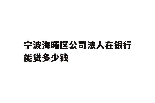 宁波海曙区公司法人在银行能贷多少钱