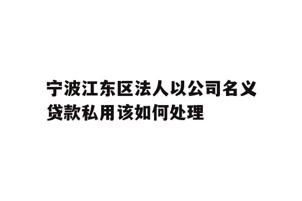 宁波江东区法人以公司名义贷款私用该如何处理