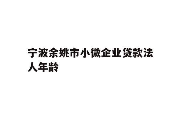 宁波余姚市小微企业贷款法人年龄