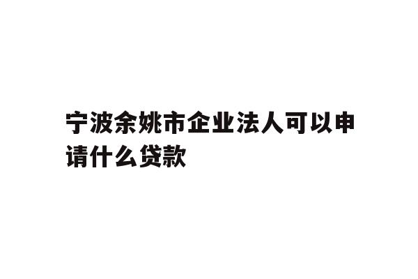 宁波余姚市企业法人可以申请什么贷款