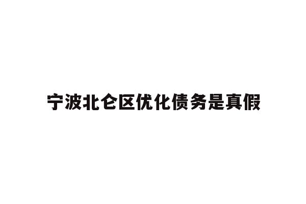 宁波北仑区优化债务是真假