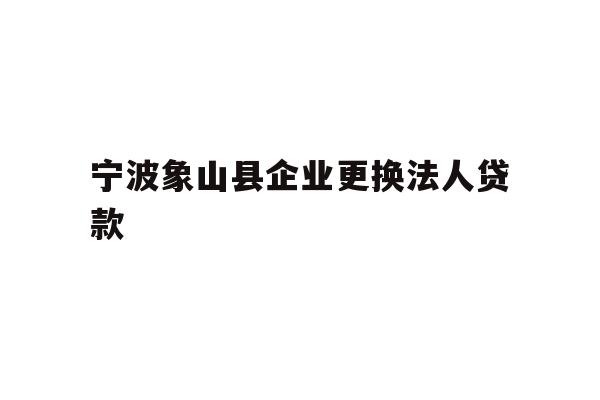 宁波象山县企业更换法人贷款