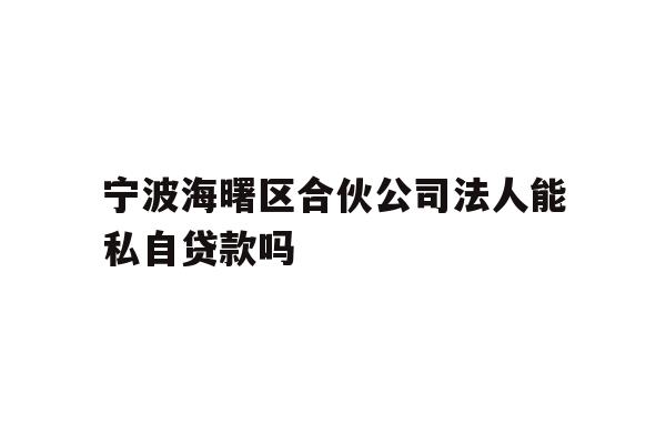 宁波海曙区合伙公司法人能私自贷款吗