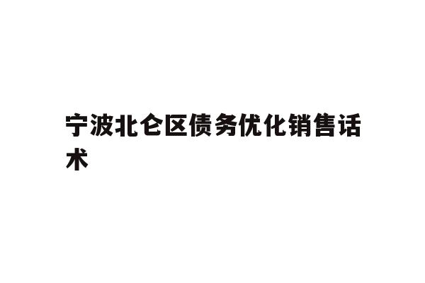 宁波北仑区债务优化销售话术