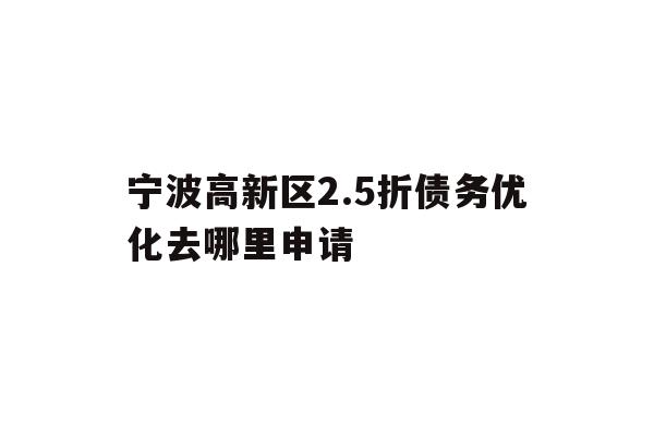 宁波高新区2.5折债务优化去哪里申请