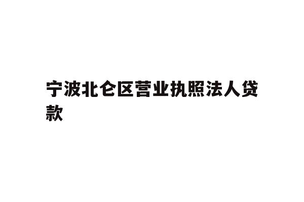 宁波北仑区营业执照法人贷款