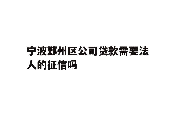 宁波鄞州区公司贷款需要法人的征信吗