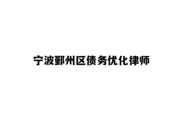宁波鄞州区债务优化律师