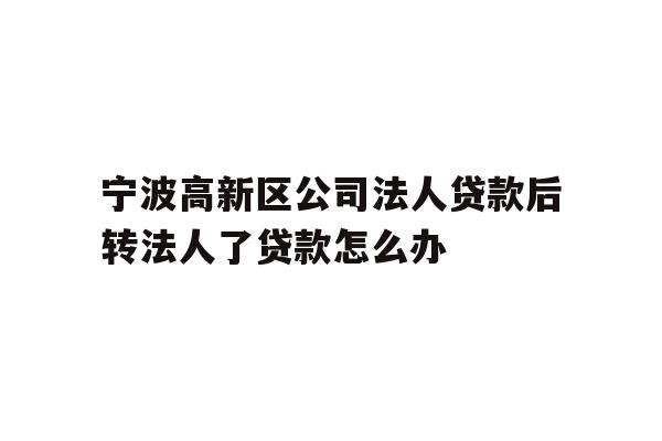 详细阅读:宁波高新区公司法人贷款后转法人了贷款怎么办 宁波高新区公司法人贷款后转法人了贷款怎么办