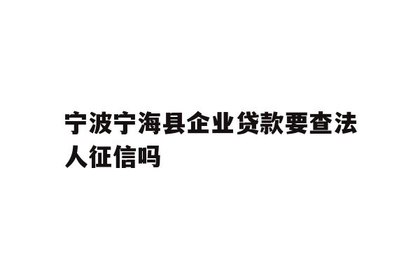 宁波宁海县企业贷款要查法人征信吗