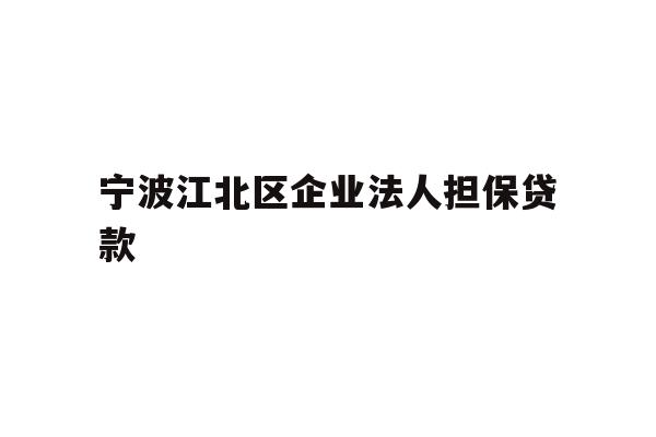 详细阅读:宁波江北区企业法人担保贷款 宁波江北区企业法人担保贷款