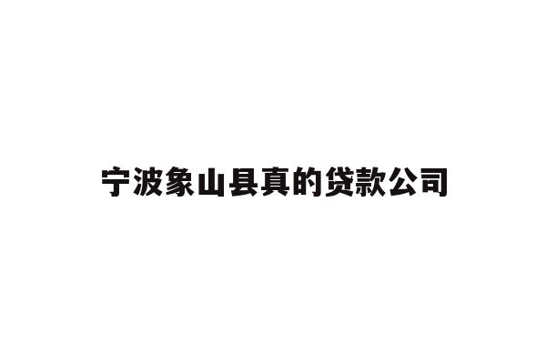 详细阅读:宁波象山县真的贷款公司 宁波象山县真的贷款公司