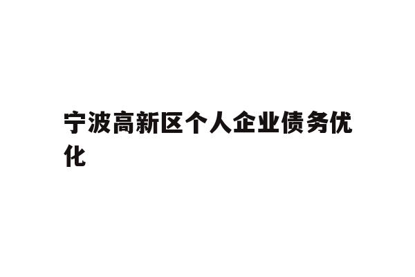 详细阅读:宁波高新区个人企业债务优化 宁波高新区个人企业债务优化
