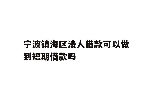 详细阅读:宁波镇海区法人借款可以做到短期借款吗 宁波镇海区法人借款可以做到短期借款吗