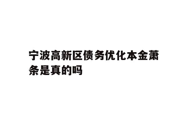 宁波高新区债务优化本金萧条是真的吗