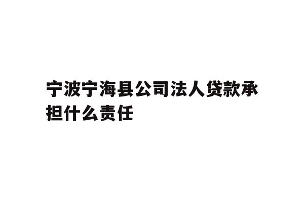 详细阅读:宁波宁海县公司法人贷款承担什么责任 宁波宁海县公司法人贷款承担什么责任