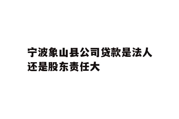 详细阅读:宁波象山县公司贷款是法人还是股东责任大 宁波象山县公司贷款是法人还是股东责任大