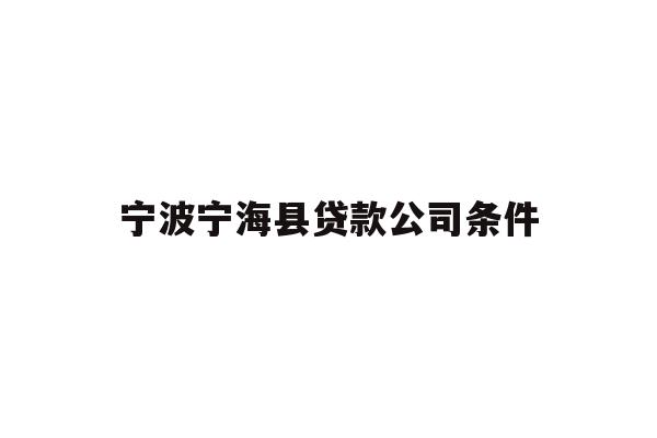宁波宁海县贷款公司条件