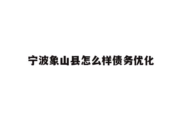 详细阅读:宁波象山县怎么样债务优化 宁波象山县怎么样债务优化