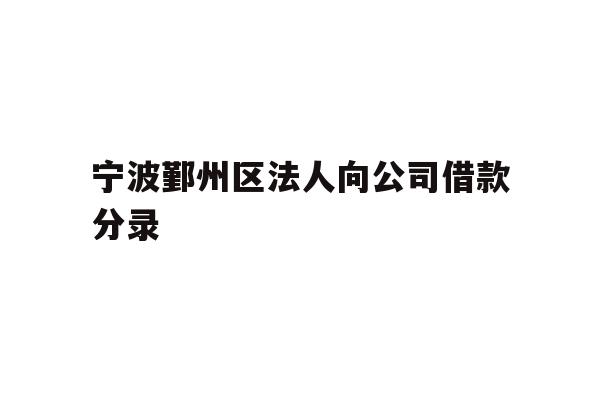 详细阅读:宁波鄞州区法人向公司借款分录 宁波鄞州区法人向公司借款分录