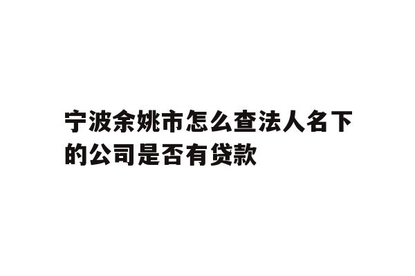 详细阅读:宁波余姚市怎么查法人名下的公司是否有贷款 宁波余姚市怎么查法人名下的公司是否有贷款