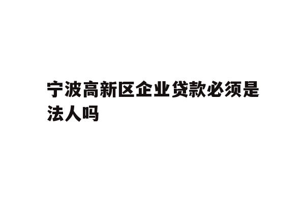 详细阅读:宁波高新区企业贷款必须是法人吗 宁波高新区企业贷款必须是法人吗